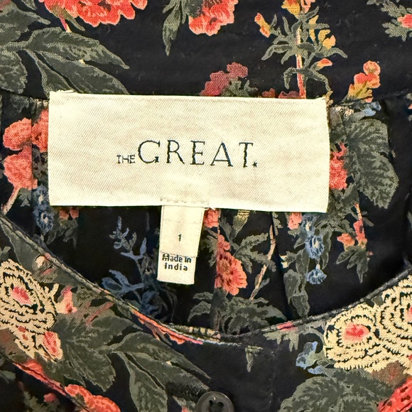 THE GREAT FLORAL SHORT SLEEVE COTTON BLOUSE - Picture 2 of 2